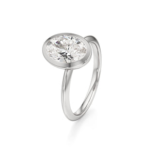 Knife Edge Plain Bezel Oval Engagement Ring