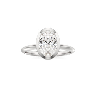 Knife Edge Plain Bezel Oval Engagement Ring