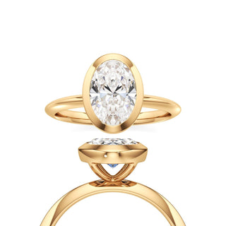 Knife Edge Plain Bezel Oval Engagement Ring