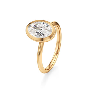 Knife Edge Plain Bezel Oval Engagement Ring