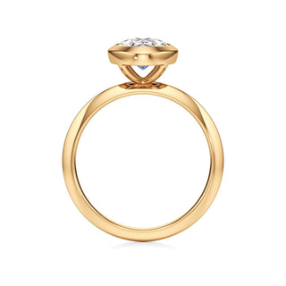 Knife Edge Plain Bezel Oval Engagement Ring