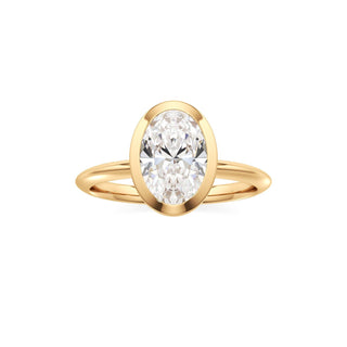 Knife Edge Plain Bezel Oval Engagement Ring