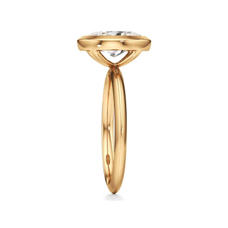 Knife Edge Plain Bezel Oval Engagement Ring