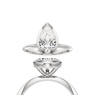 Knife Edge Plain Bezel Oval Engagement Ring