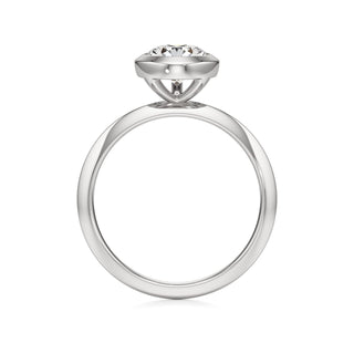 Knife Edge Plain Bezel Oval Engagement Ring