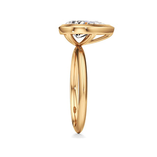 Knife Edge Plain Bezel Oval Engagement Ring