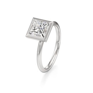 Knife Edge Plain Bezel Oval Engagement Ring