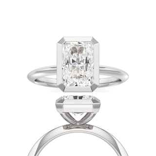 Knife Edge Plain Bezel Oval Engagement Ring