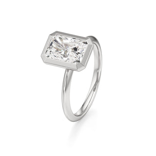 Knife Edge Plain Bezel Oval Engagement Ring