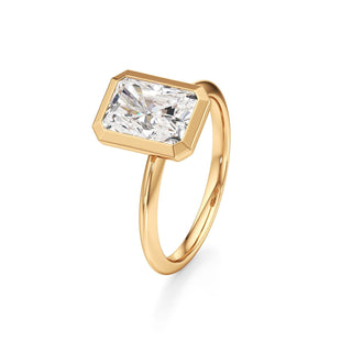 Knife Edge Plain Bezel Oval Engagement Ring