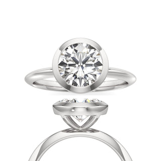 Knife Edge Plain Bezel Oval Engagement Ring