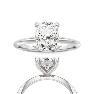Knife Edge Plain Diamond Basket Emerald Engagement Ring