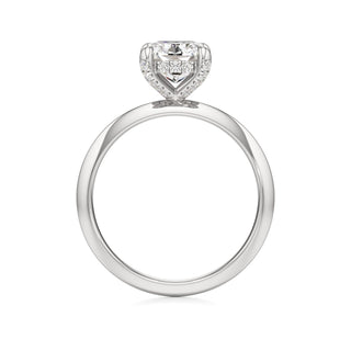 Knife Edge Plain Diamond Basket Marquise Engagement Ring