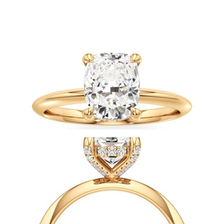 Knife Edge Plain Diamond Basket Emerald Engagement Ring