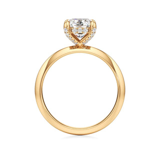 Knife Edge Plain Diamond Basket Marquise Engagement Ring