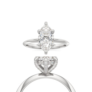Knife Edge Plain Diamond Basket Emerald Engagement Ring
