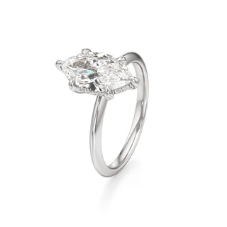 Knife Edge Plain Diamond Basket Marquise Engagement Ring