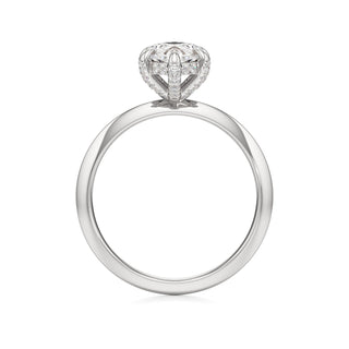 Knife Edge Plain Diamond Basket Marquise Engagement Ring