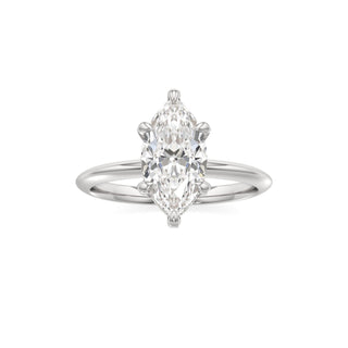 Knife Edge Plain Diamond Basket Marquise Engagement Ring