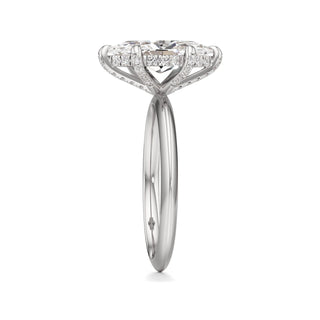 Knife Edge Plain Diamond Basket Marquise Engagement Ring
