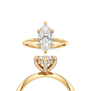 Knife Edge Plain Diamond Basket Emerald Engagement Ring