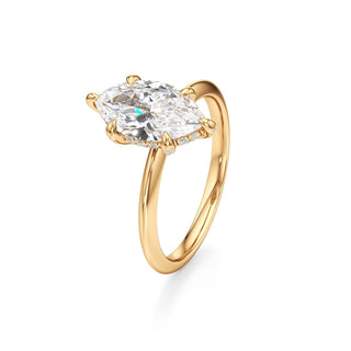 Knife Edge Plain Diamond Basket Marquise Engagement Ring