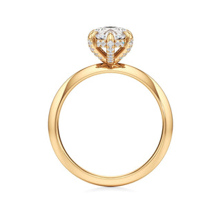 Knife Edge Plain Diamond Basket Marquise Engagement Ring