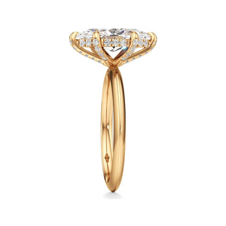 Knife Edge Plain Diamond Basket Marquise Engagement Ring