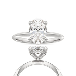 Knife Edge Plain Diamond Basket Emerald Engagement Ring