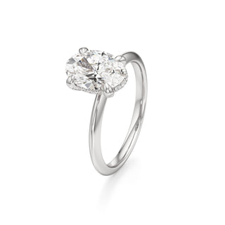 Knife Edge Plain Diamond Basket Marquise Engagement Ring