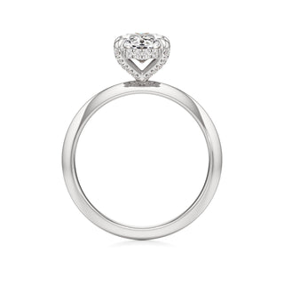 Knife Edge Plain Diamond Basket Marquise Engagement Ring