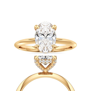 Knife Edge Plain Diamond Basket Emerald Engagement Ring