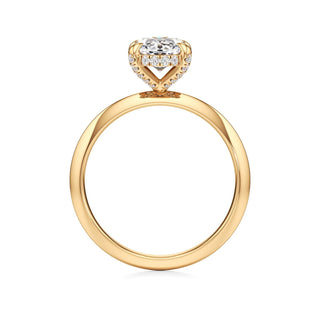 Knife Edge Plain Diamond Basket Marquise Engagement Ring