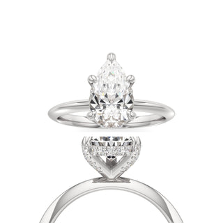 Knife Edge Plain Diamond Basket Emerald Engagement Ring