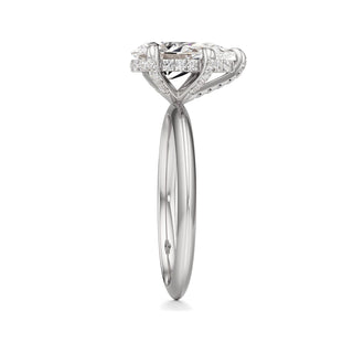 Knife Edge Plain Diamond Basket Marquise Engagement Ring