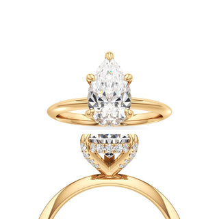 Knife Edge Plain Diamond Basket Emerald Engagement Ring
