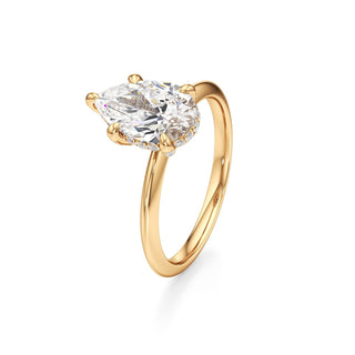 Knife Edge Plain Diamond Basket Marquise Engagement Ring