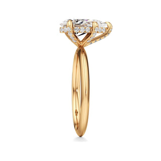 Knife Edge Plain Diamond Basket Marquise Engagement Ring