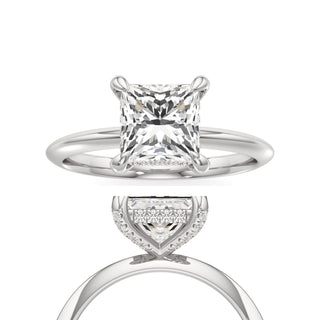Knife Edge Plain Diamond Basket Emerald Engagement Ring