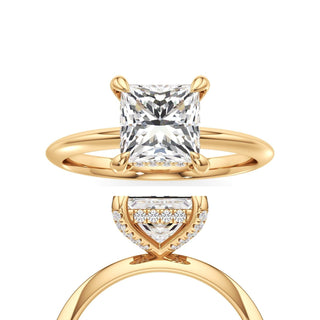 Knife Edge Plain Diamond Basket Emerald Engagement Ring