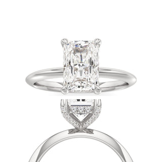 Knife Edge Plain Diamond Basket Emerald Engagement Ring