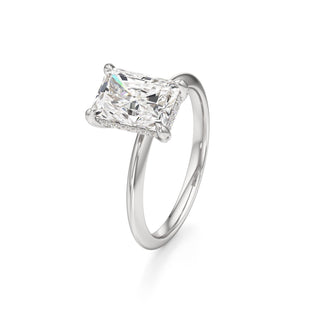 Knife Edge Plain Diamond Basket Marquise Engagement Ring