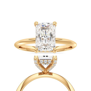 Knife Edge Plain Diamond Basket Emerald Engagement Ring