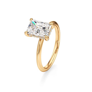 Knife Edge Plain Diamond Basket Marquise Engagement Ring