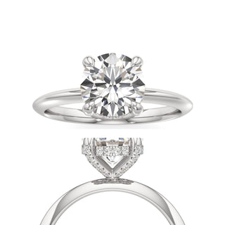 Knife Edge Plain Diamond Basket Emerald Engagement Ring