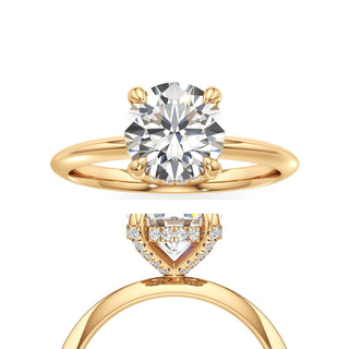 Knife Edge Plain Diamond Basket Emerald Engagement Ring