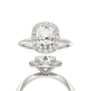 Knife Edge Plain Halo Radiant Engagement Ring