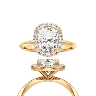 Knife Edge Plain Halo Radiant Engagement Ring
