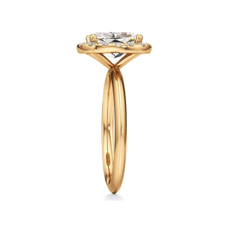Knife Edge Plain Halo Radiant Engagement Ring