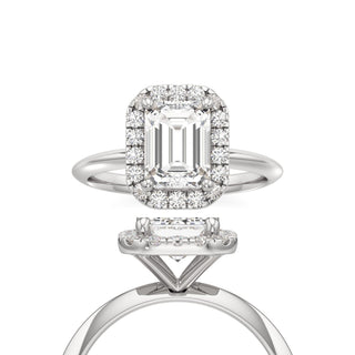 Knife Edge Plain Halo Radiant Engagement Ring